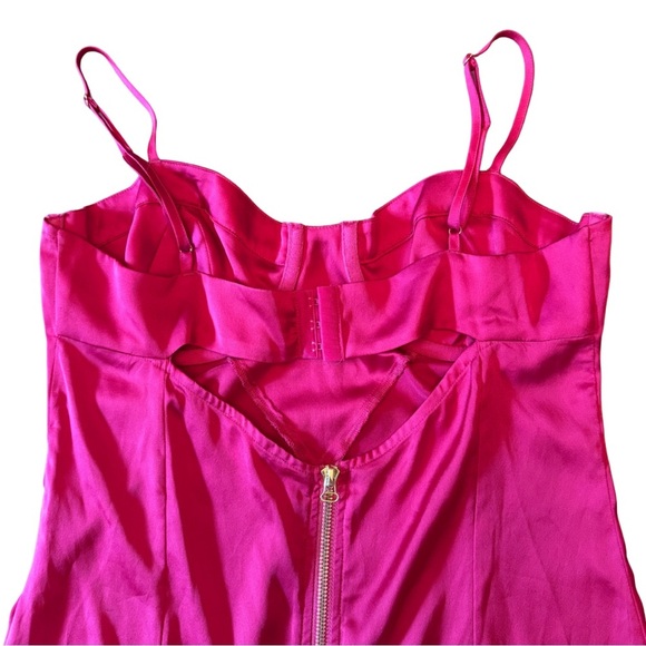 For Love & Lemons Isabella Bustier Mini Dress Red Satin Size Large (runs small) - Picture 8 of 11